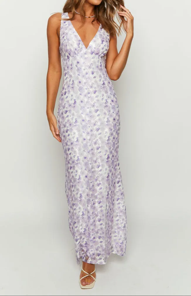 Purple lace maxi dress Teresa 