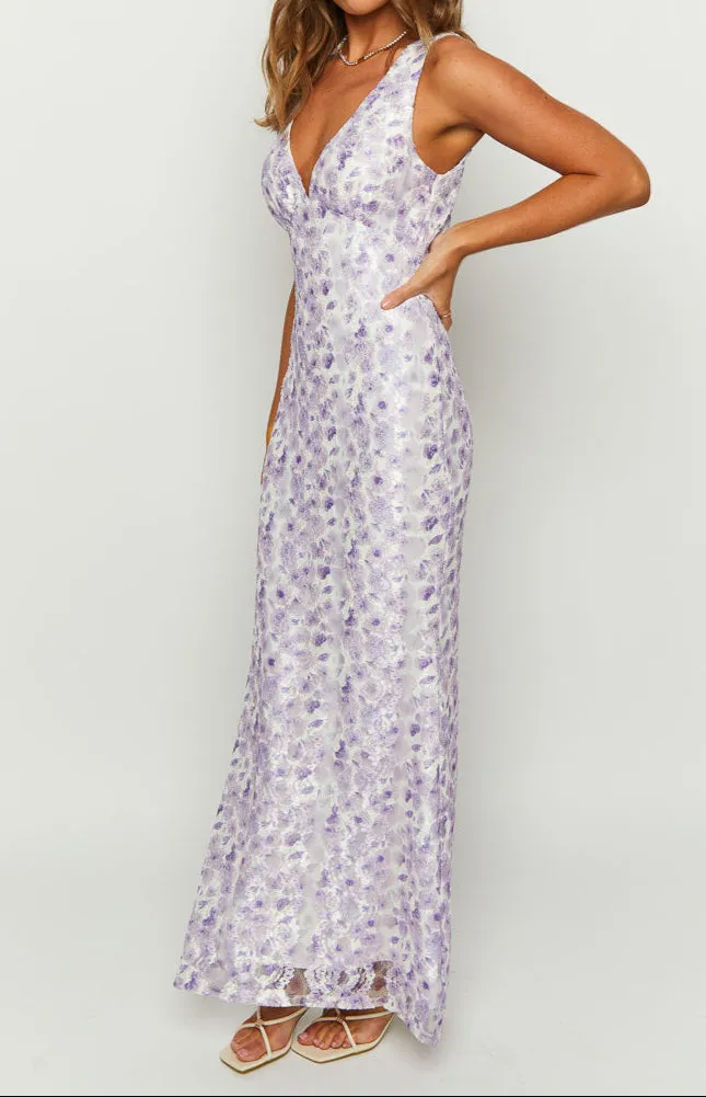 Purple lace maxi dress Teresa 