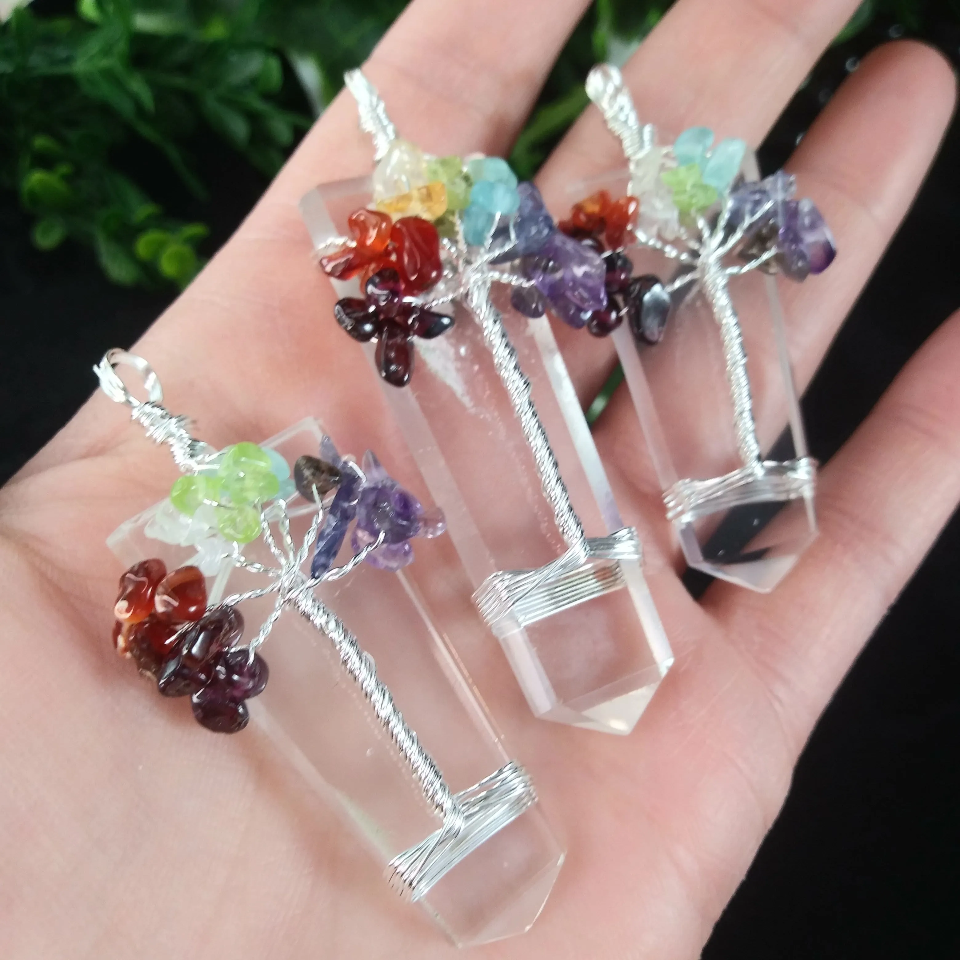Quartz Chakra Tree Pendant