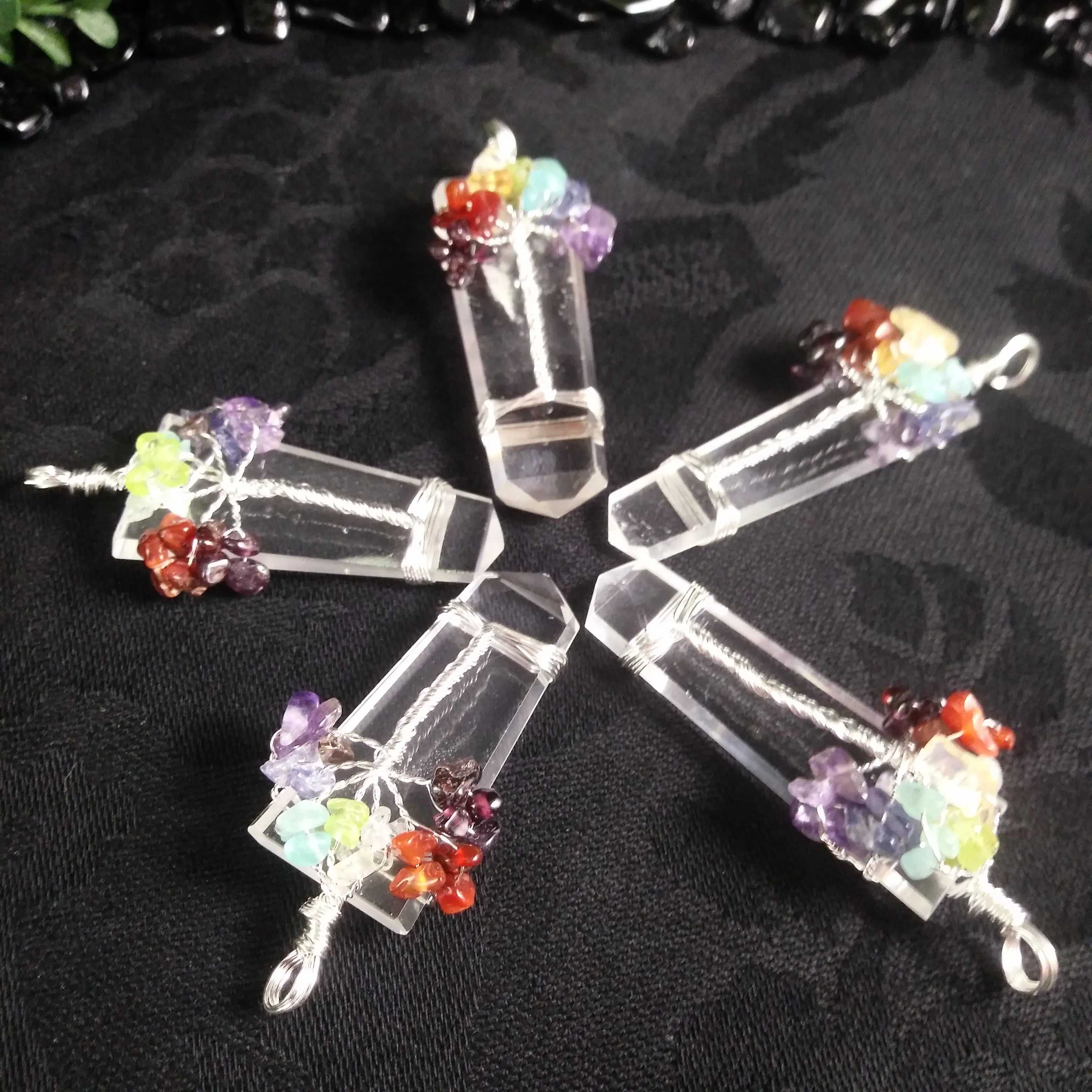 Quartz Chakra Tree Pendant