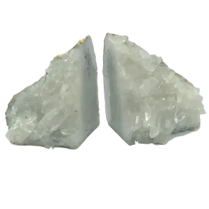 Quartz Cluster Bookends with Gold Electroplating