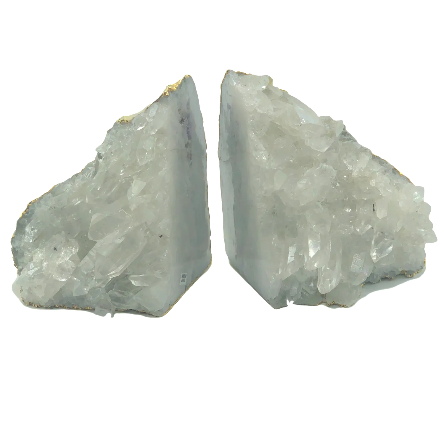 Quartz Cluster Bookends with Gold Electroplating