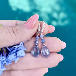 Quartz Crystal, Mystic Moonstone Sterling Silver Earrings
