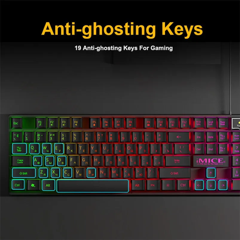 Quiet Spill-Resistant Mechanical Wired Gaming Keyboard
