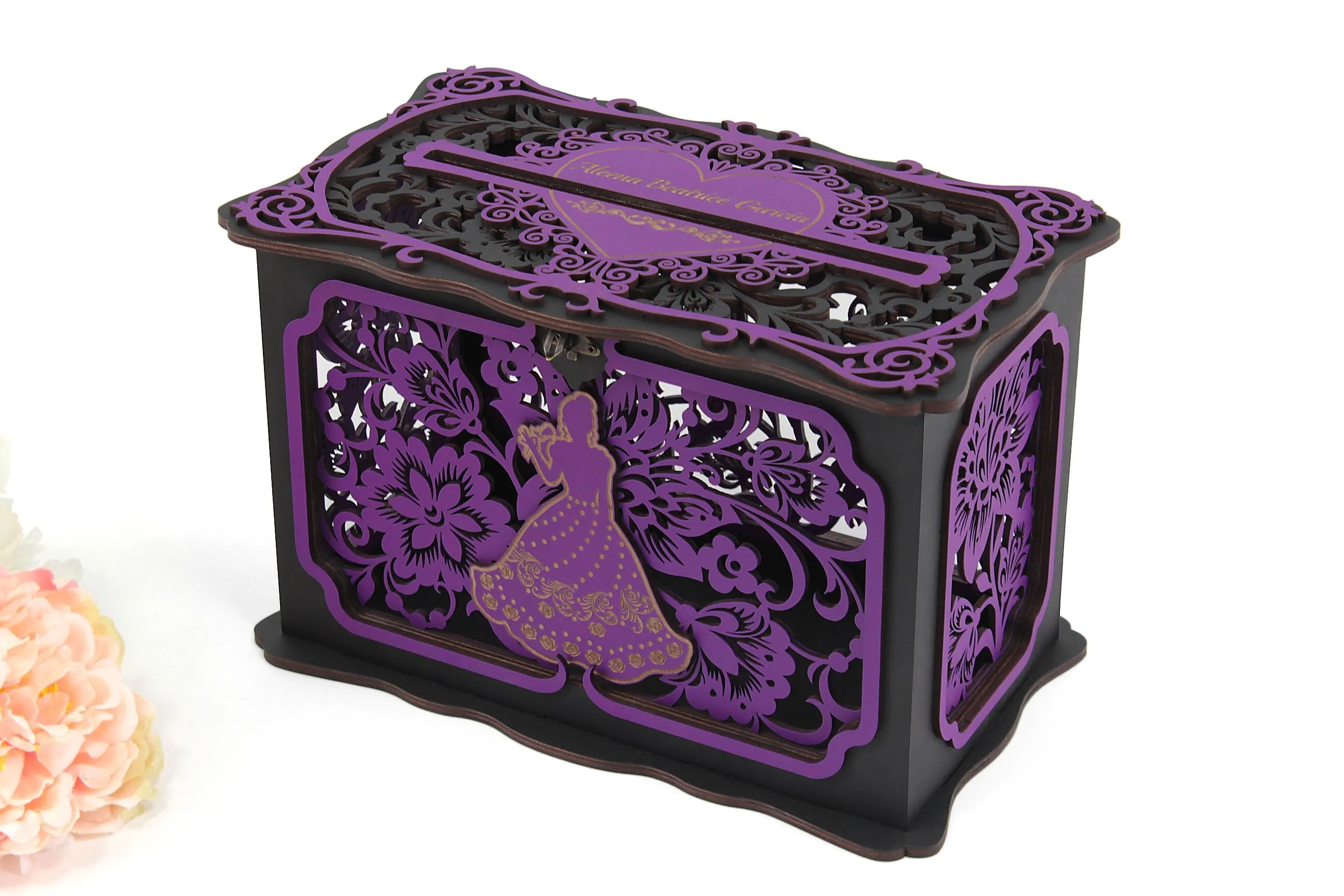 Quinceanera Card Box, Mis Quince Anos Money Box, Custom Quinceanera Cards Holder, Sweet 16 Party Reception, Sweet 15,&nbsp; Wedding Reception, Wedding Gift, Quinceanera Gift, Handmade
