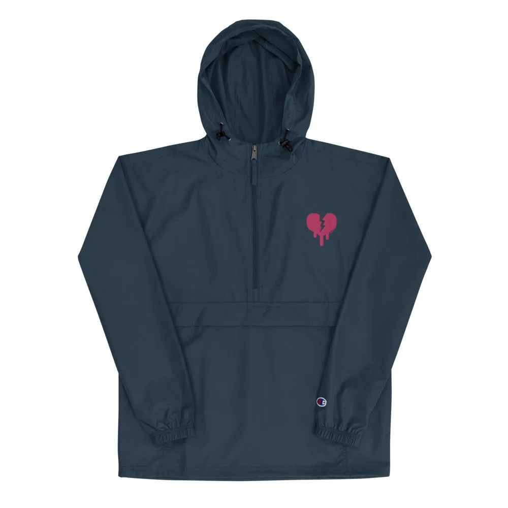 "Broken heart" Embroidered Champion Packable Jacket design by Hero.