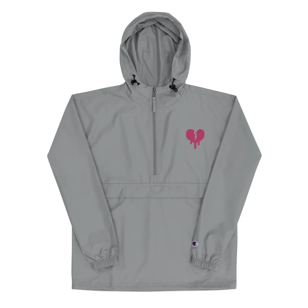 "Broken heart" Embroidered Champion Packable Jacket design by Hero.