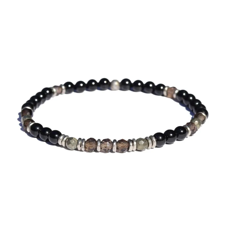 "Grounding" Black Tourmaline and Smoky Quartz Delicate Bracelet