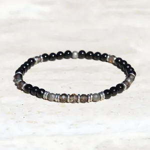 "Grounding" Black Tourmaline and Smoky Quartz Delicate Bracelet