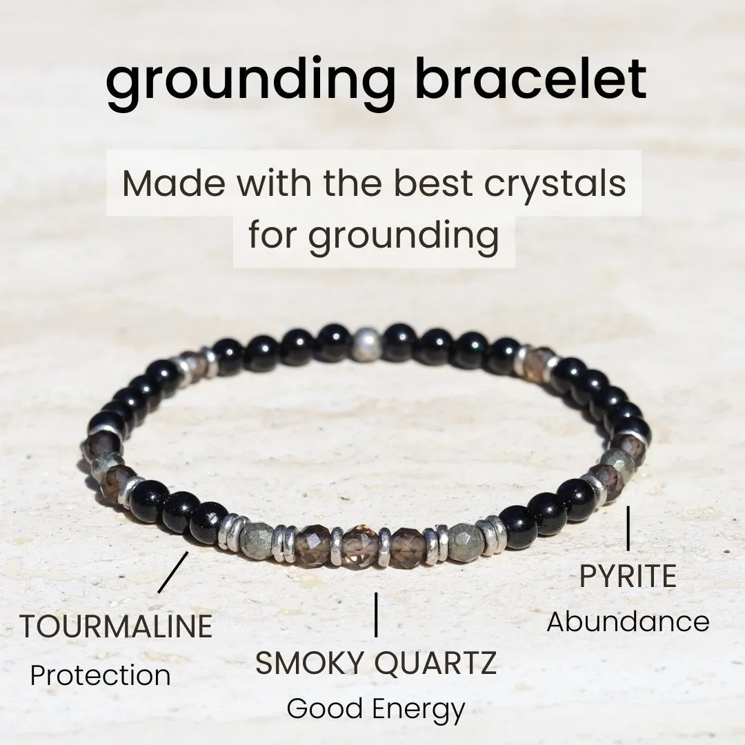 "Grounding" Black Tourmaline and Smoky Quartz Delicate Bracelet