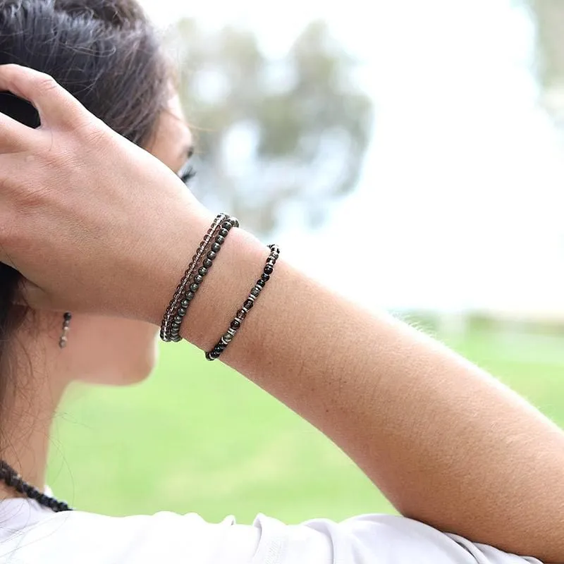 "Grounding" Black Tourmaline and Smoky Quartz Delicate Bracelet