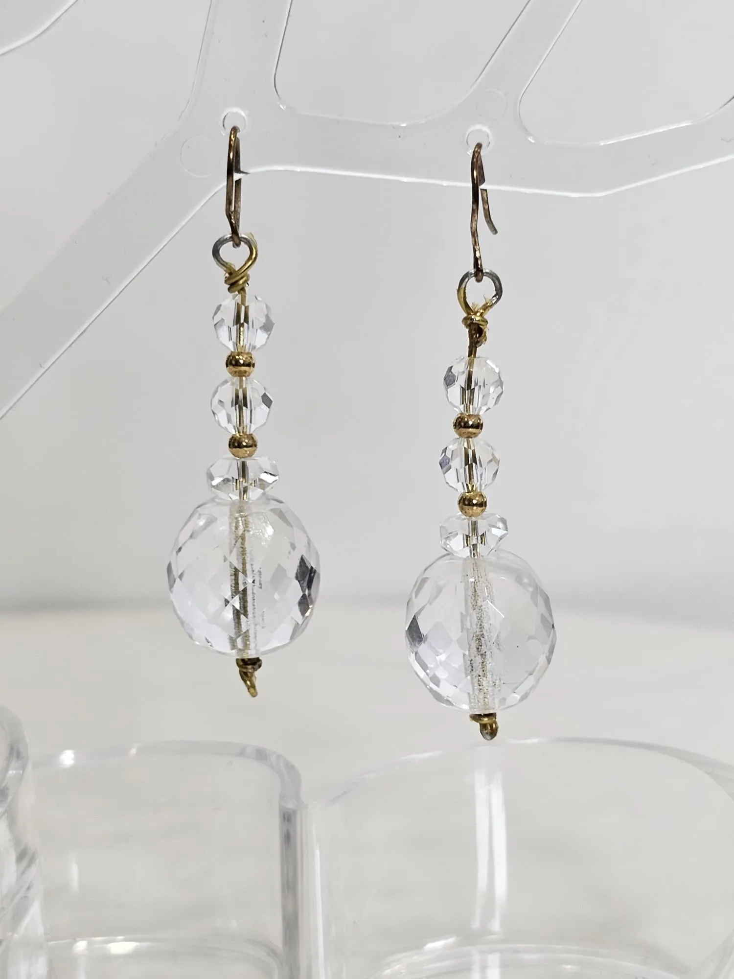 "Natural Clear Quartz Faceted Crystal Earrings" by Tonnie's Chest