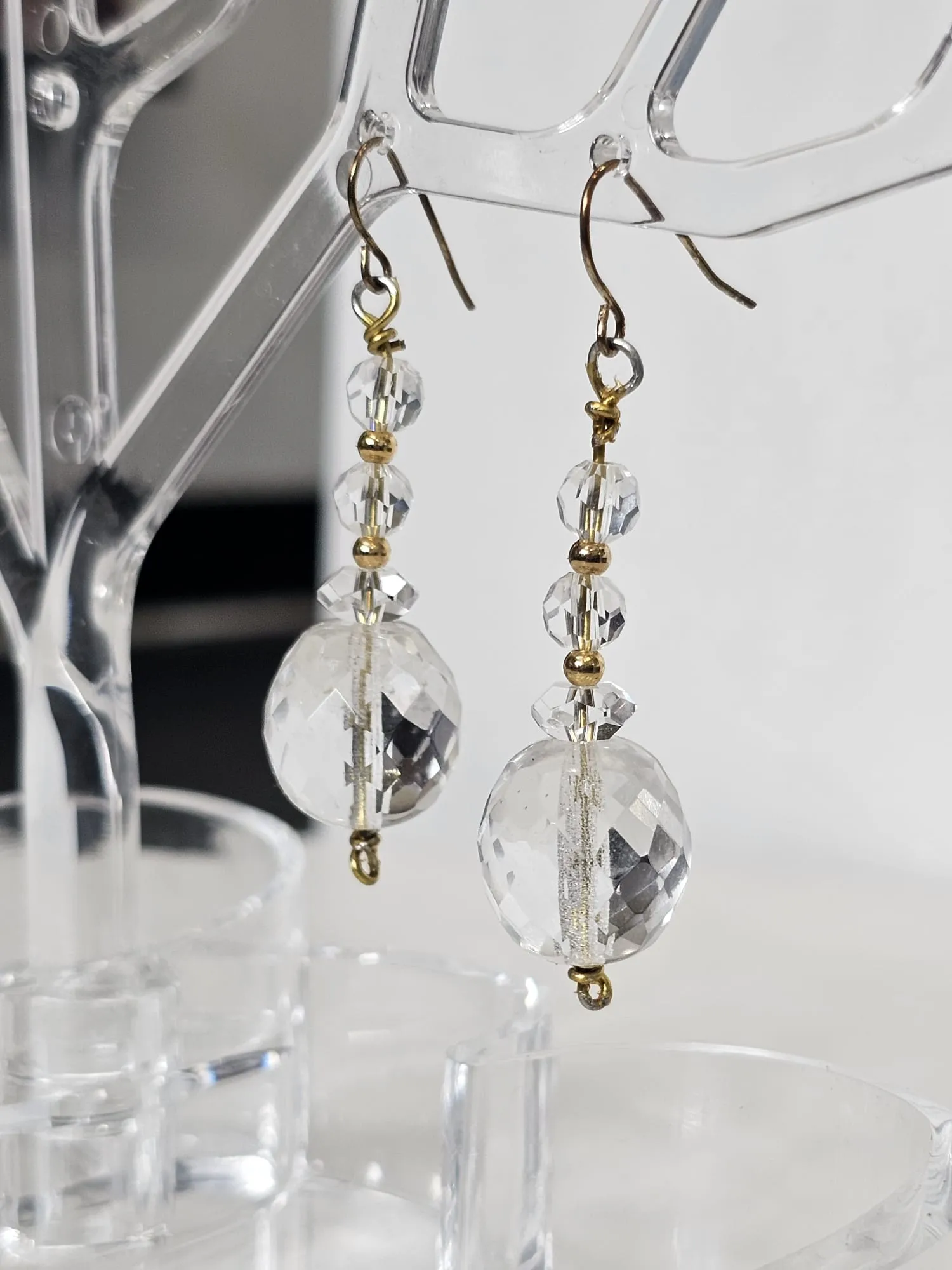 "Natural Clear Quartz Faceted Crystal Earrings" by Tonnie's Chest