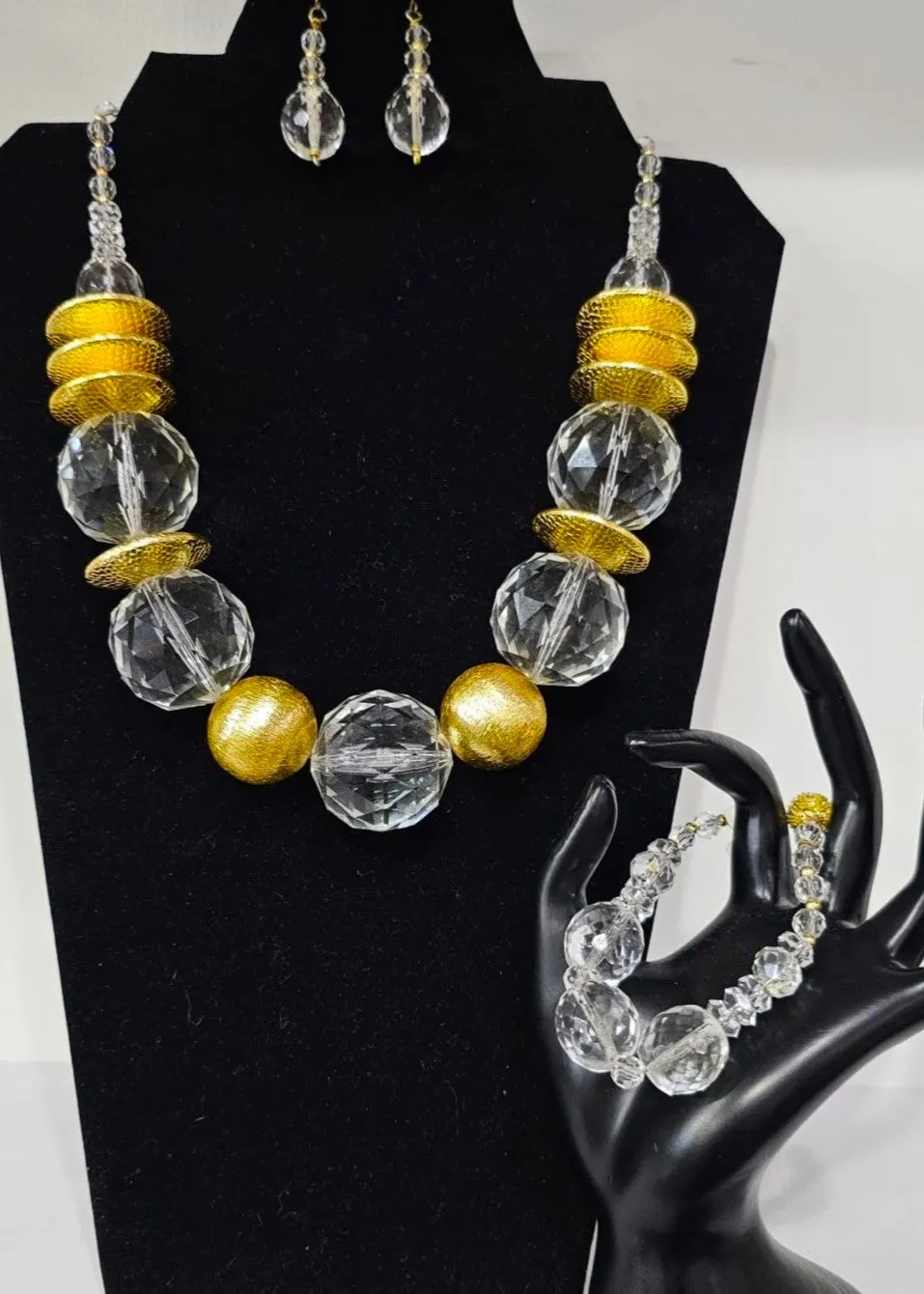 "Natural Clear Quartz Faceted Crystal Earrings" by Tonnie's Chest