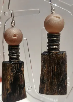 "Roc-N-Lobes Earrings" (Druzy quartz) by Michele L. Scott