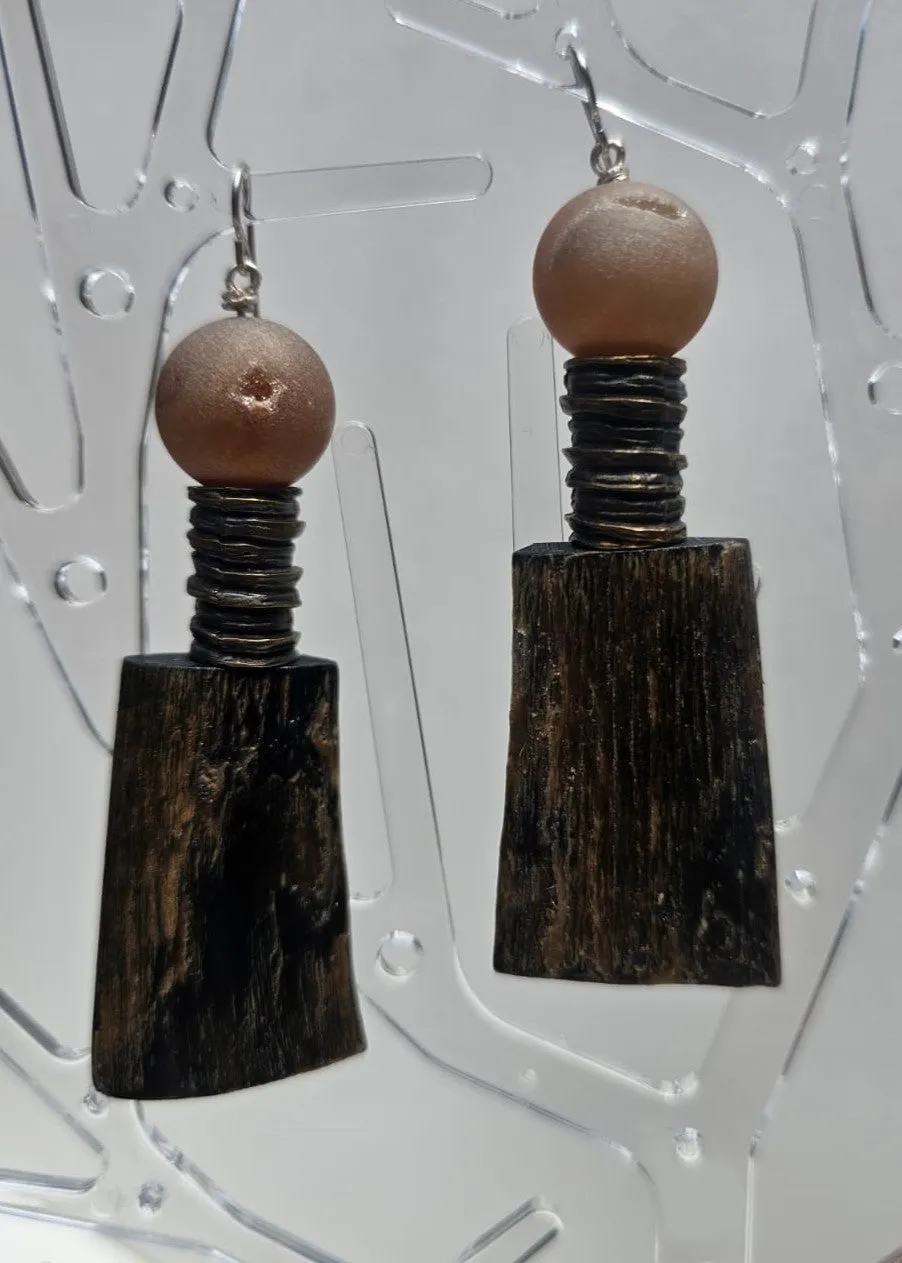 "Roc-N-Lobes Earrings" (Druzy quartz) by Michele L. Scott