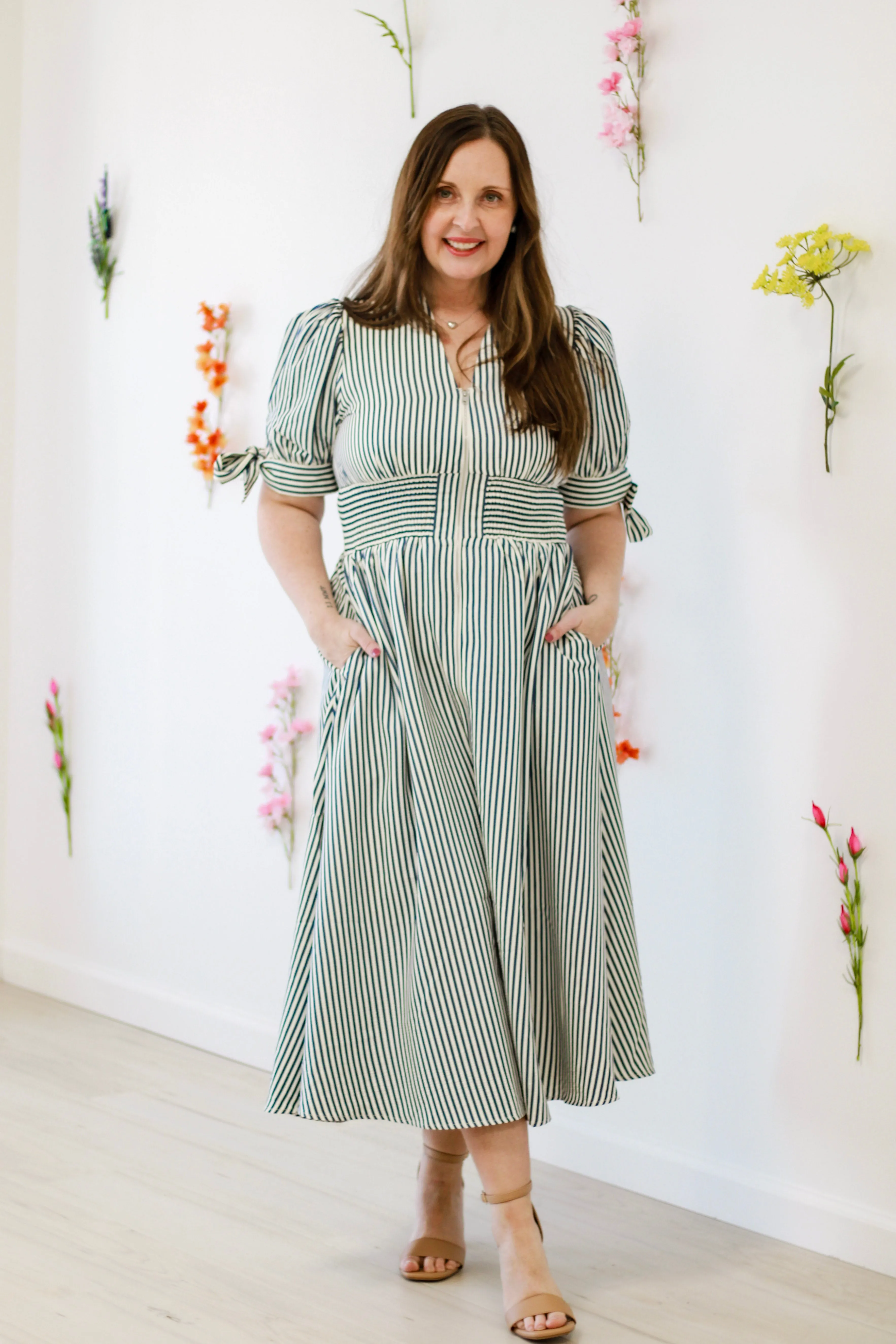 "Seas The Day" Striped Midi Dress