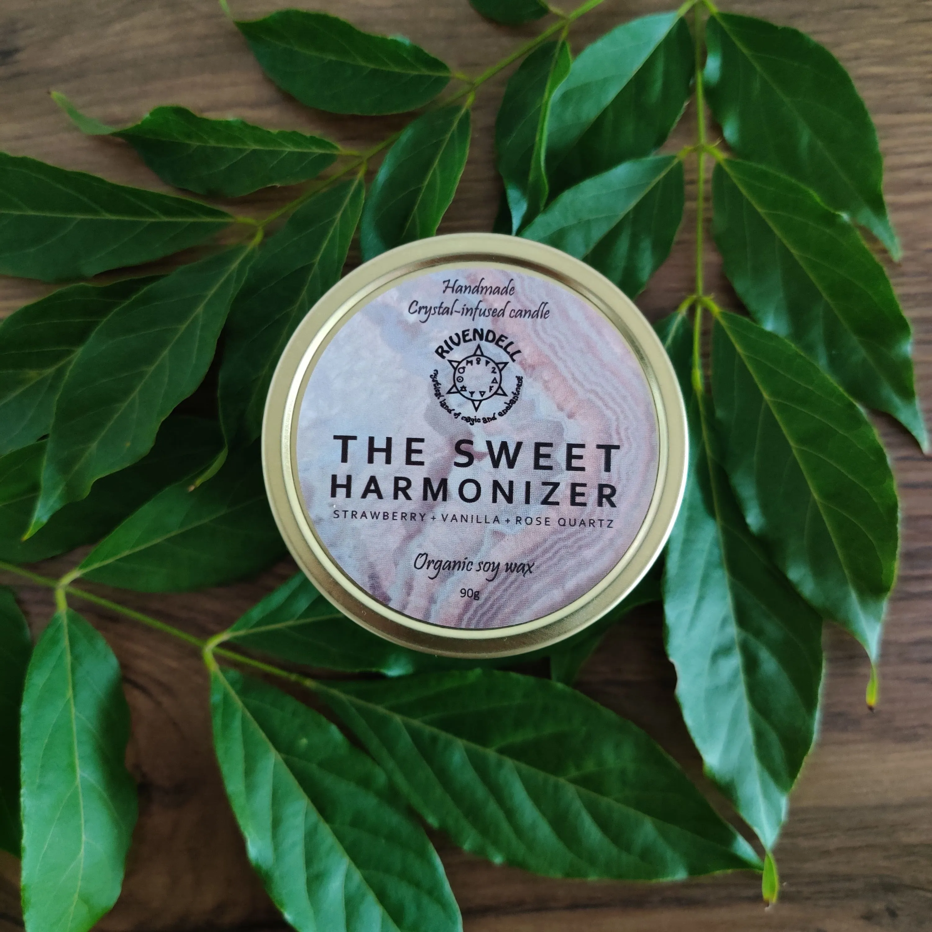 "The Sweet Harmonizer" Strawberry   Vanilla   Rose Quartz Crystal-infused Tin Candle