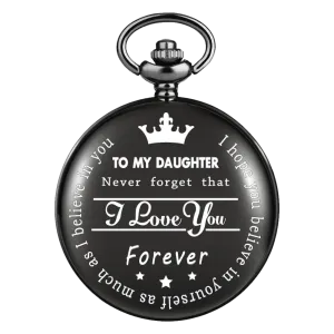 "To My Daughter" Black Pocket Watch