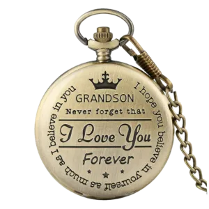 "To My Grandson" Bronze Pocket Watch