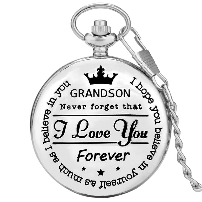 "To My Grandson" Silver Pocket Watch