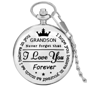 "To My Grandson" Silver Pocket Watch