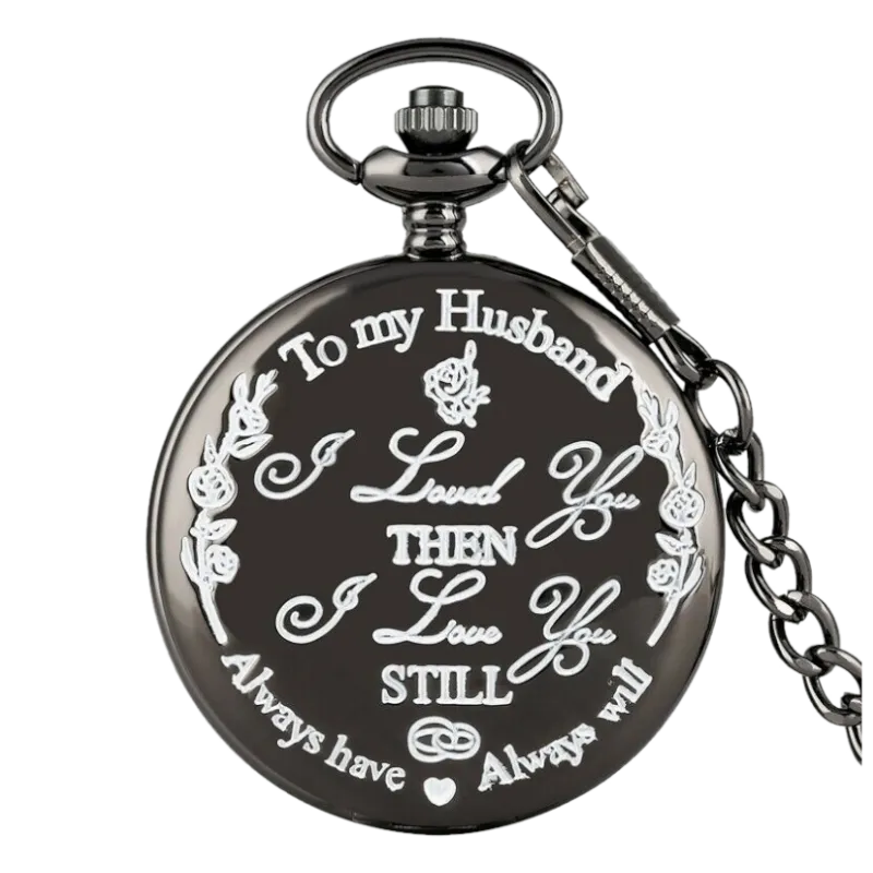 "To My Husband" Black Pocket Watch