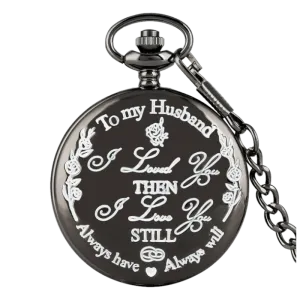 "To My Husband" Black Pocket Watch