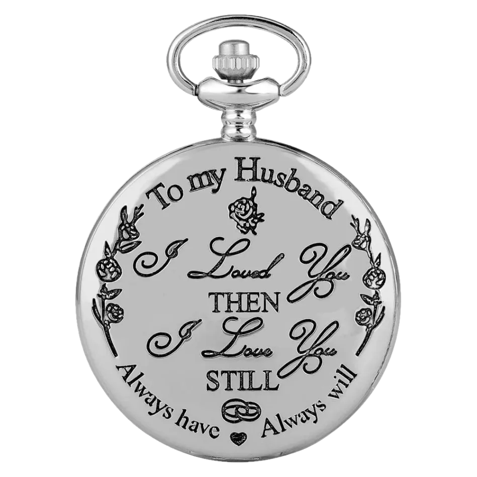 "To My Husband" Silver Pocket Watch