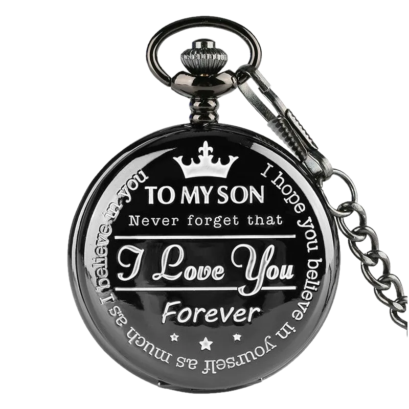 "To My Son" Black Pocket Watch