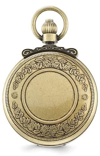 Railroad Pocket Watch, Antiqued Steam Engine Closing Cover Design