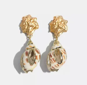 Real Shells with Gold Electroplating set on Gold Earrings 220-31 | Erika Williner Designs