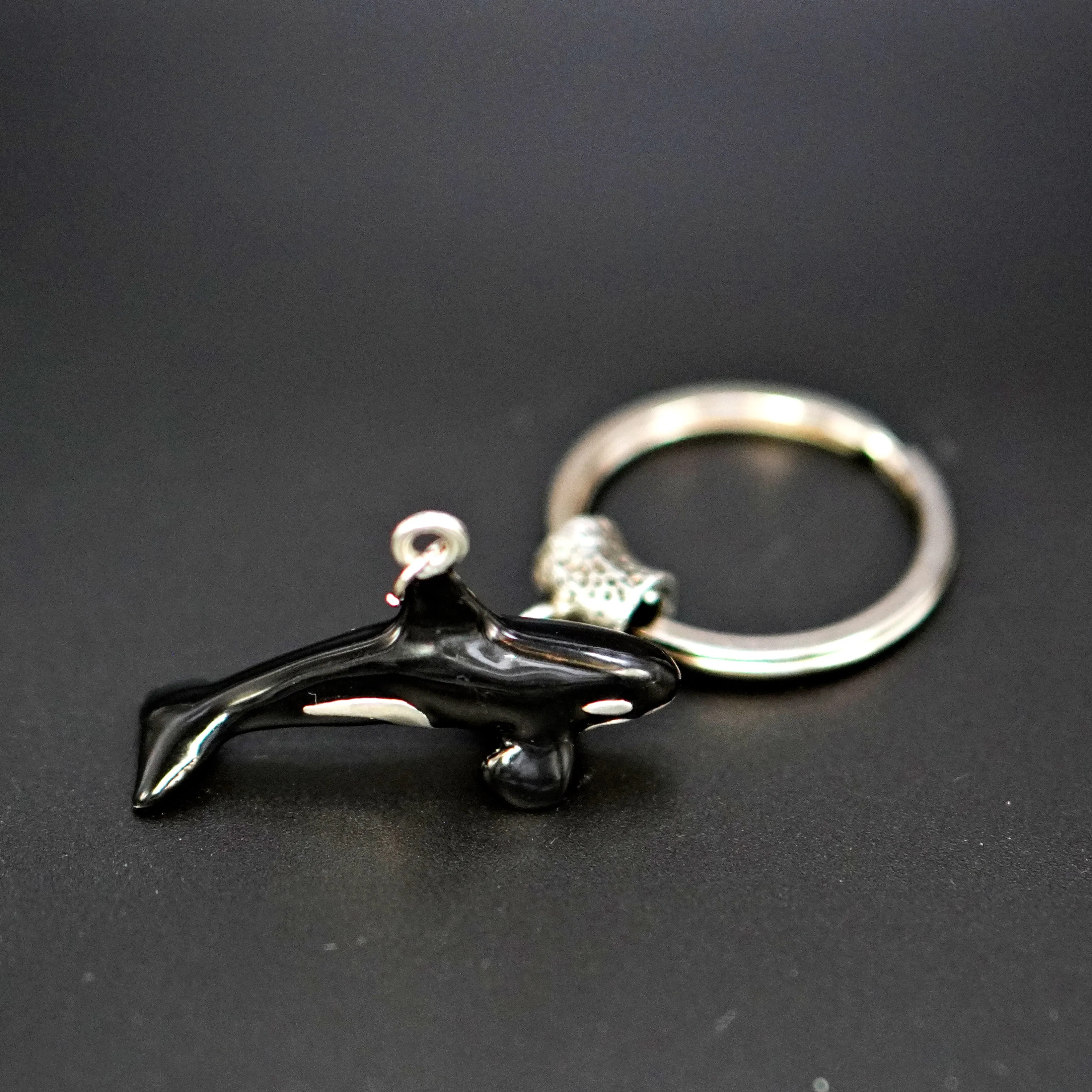 Real Silver Key chain: Killer Whale Orca