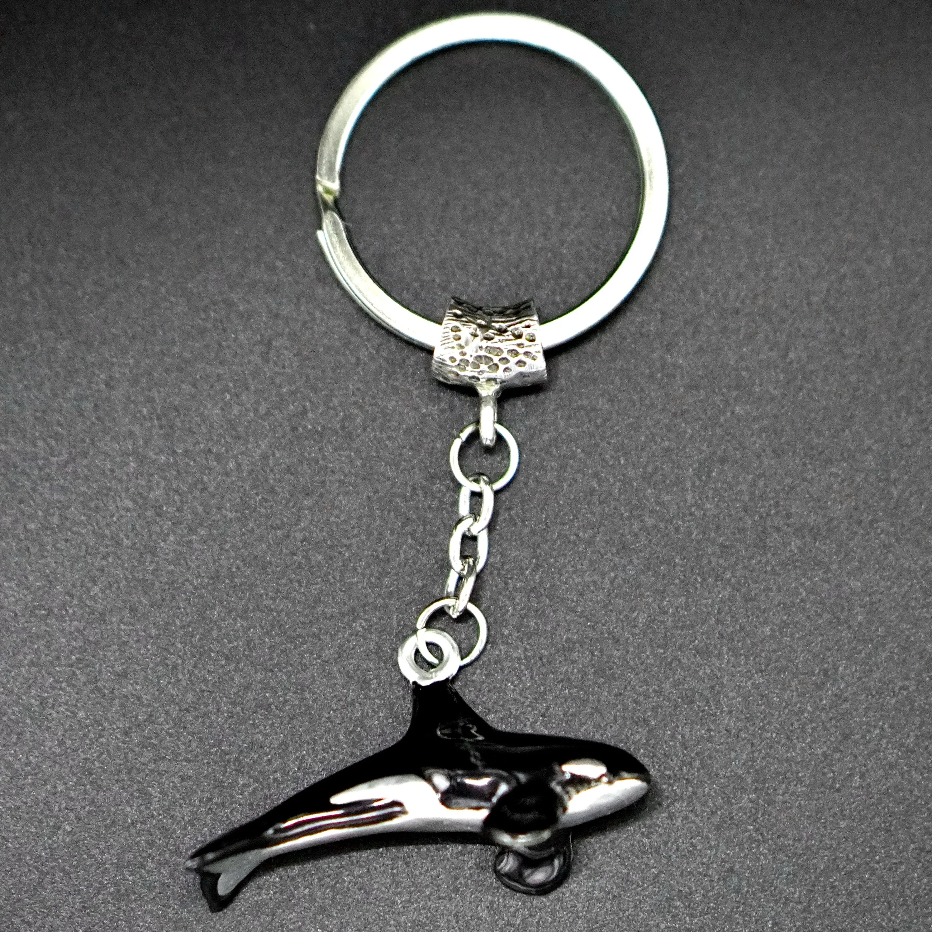 Real Silver Key chain: Killer Whale Orca