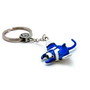 Real Silver Key chain: Manta Ray blue-white