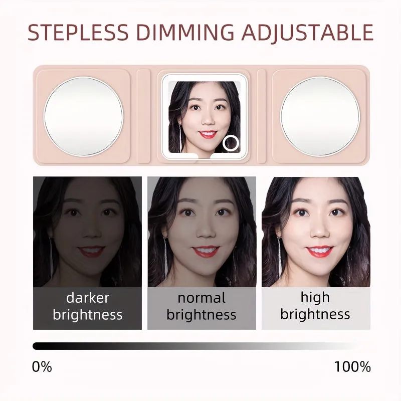 Rechargeable LED Travel Makeup Mirror – Compact with 1X/5X/10X Magnification