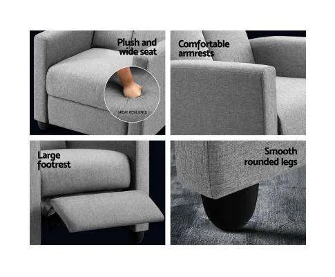 Recliner Chair Luxury Lounge Sofa Single Armchair Padded Accent Chairs