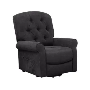 Recliner Chair Sofa for Elderly with Side Pocket and Remote Control-Black - Colo