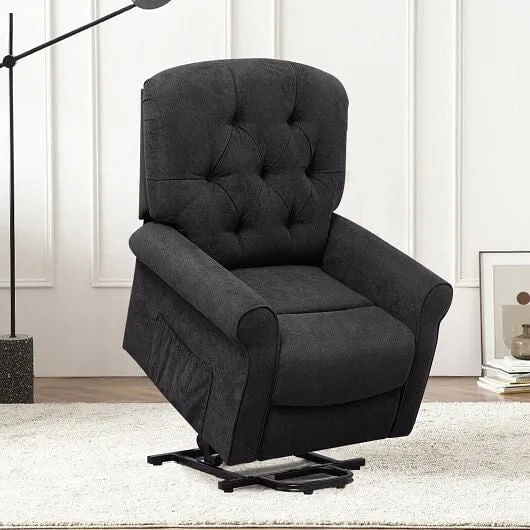 Recliner Chair Sofa for Elderly with Side Pocket and Remote Control-Black - Colo