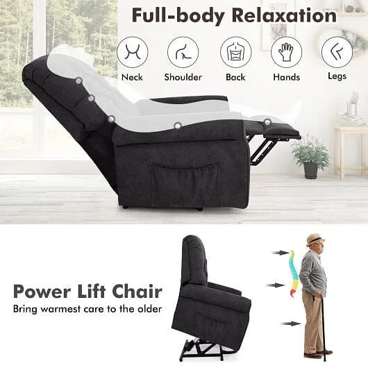 Recliner Chair Sofa for Elderly with Side Pocket and Remote Control-Black - Colo