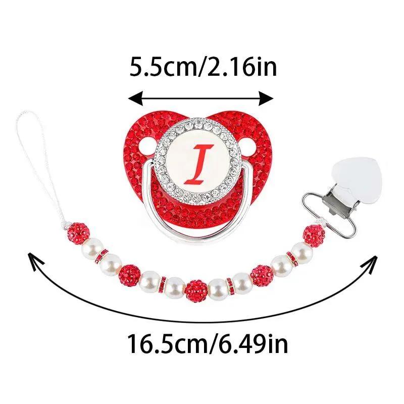 Red Crystalized Luxury Baby Bling Pacifier & Clips