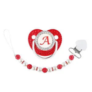 Red Crystalized Luxury Baby Bling Pacifier & Clips