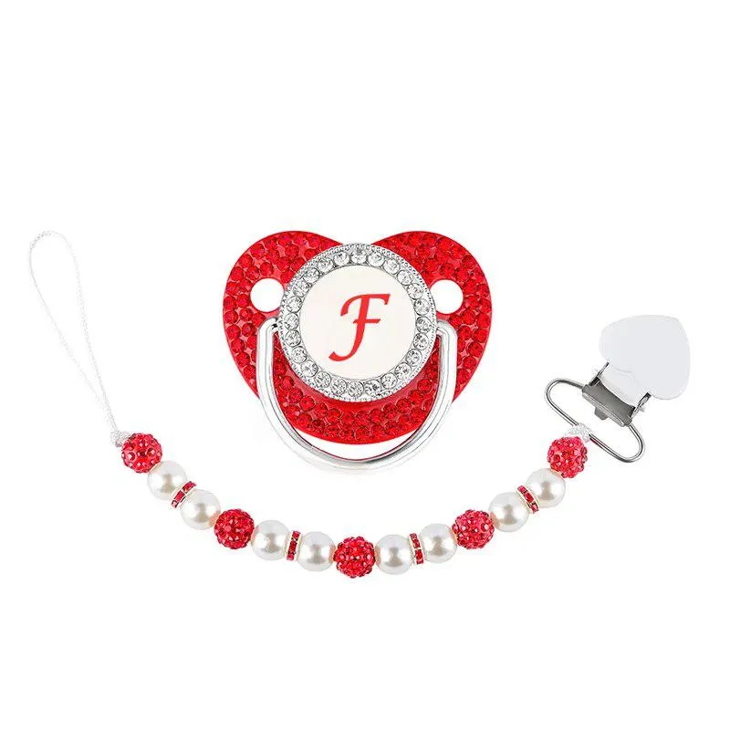 Red Crystalized Luxury Baby Bling Pacifier & Clips