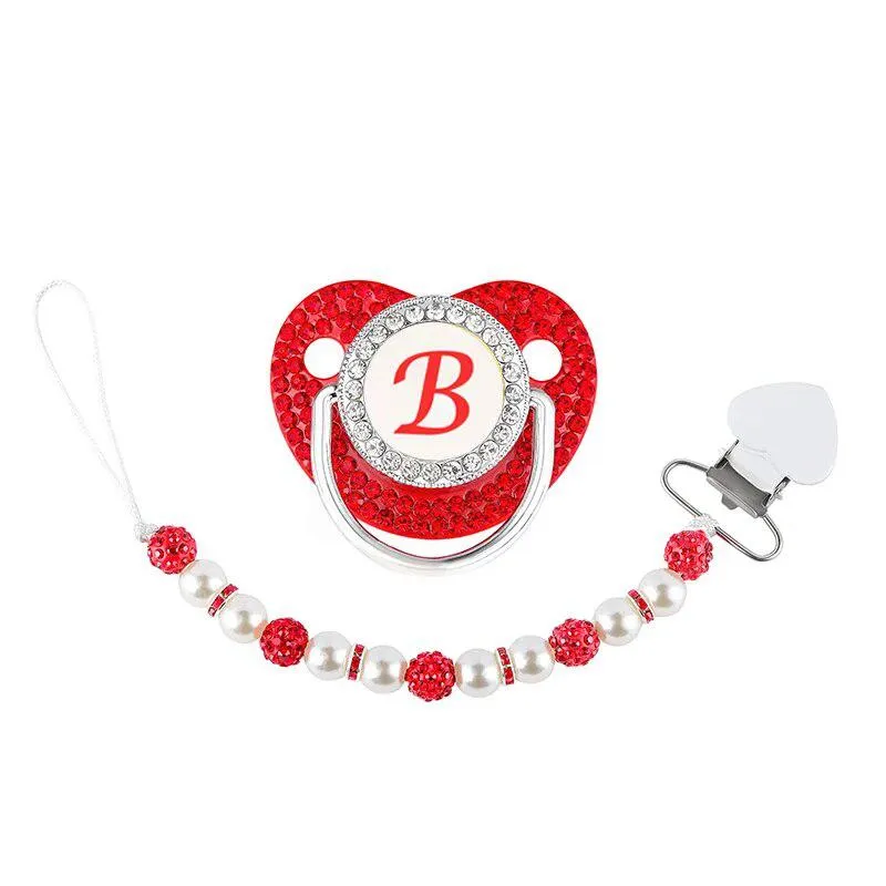 Red Crystalized Luxury Baby Bling Pacifier & Clips