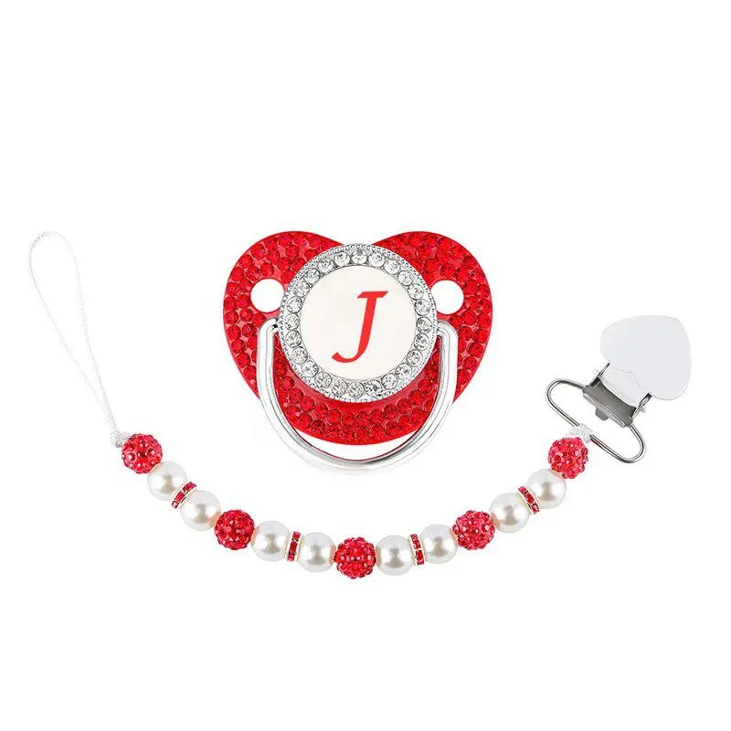 Red Crystalized Luxury Baby Bling Pacifier & Clips