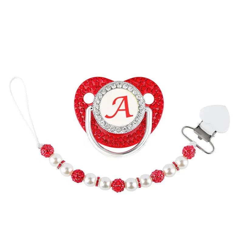 Red Crystalized Luxury Baby Bling Pacifier & Clips