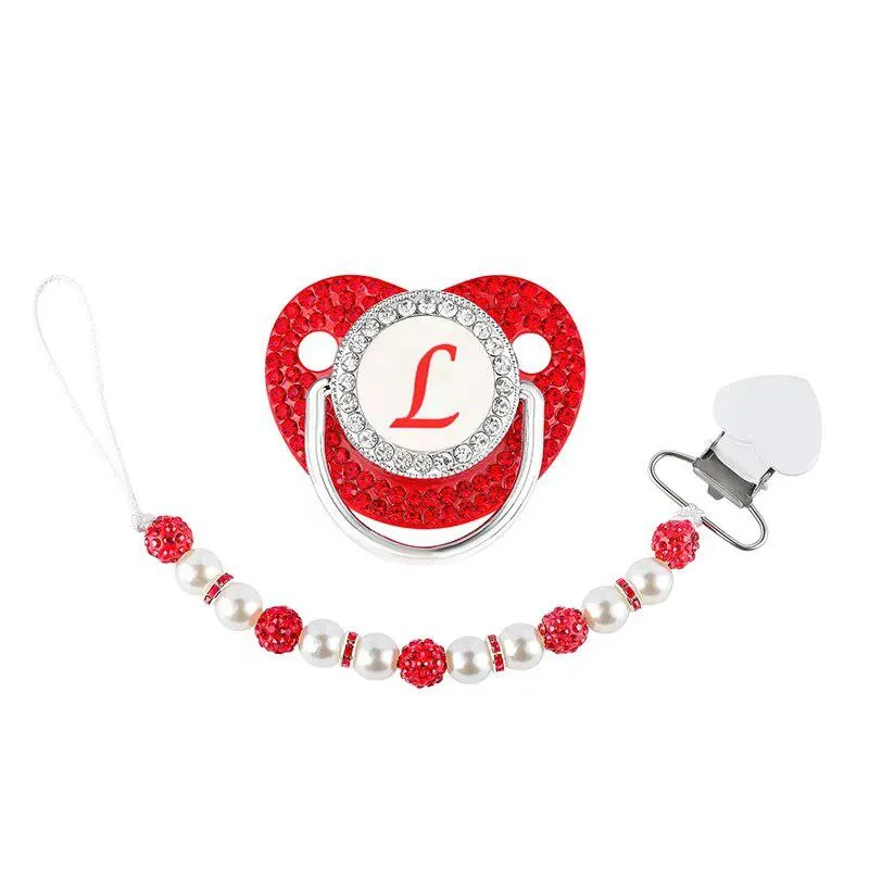 Red Crystalized Luxury Baby Bling Pacifier & Clips