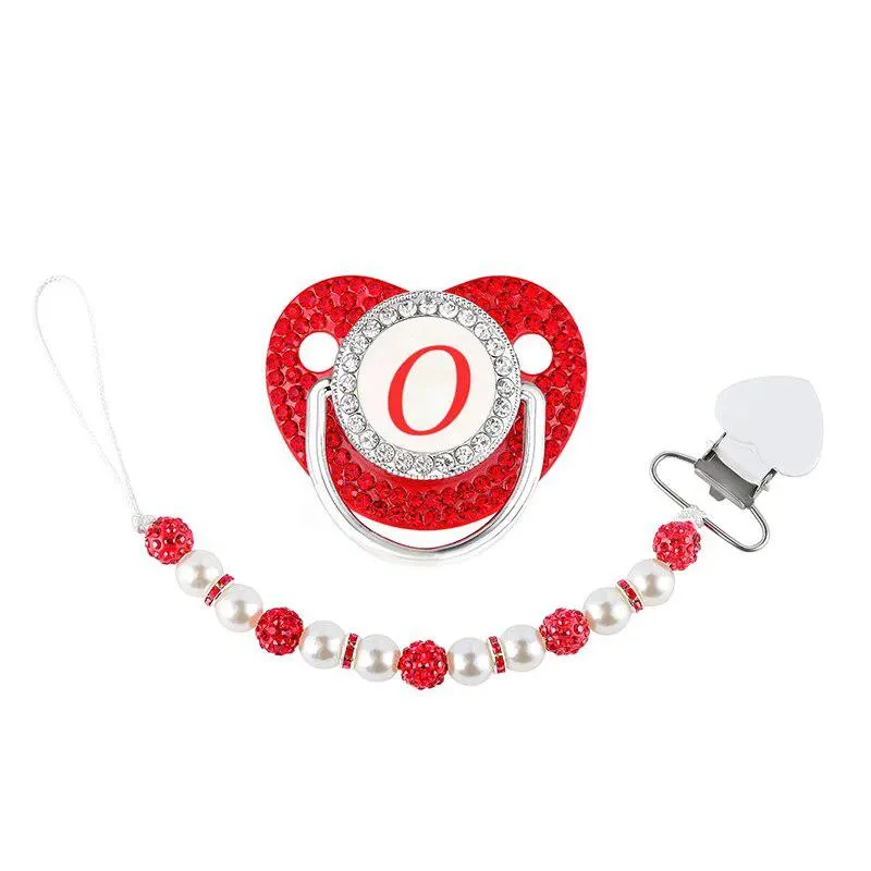Red Crystalized Luxury Baby Bling Pacifier & Clips