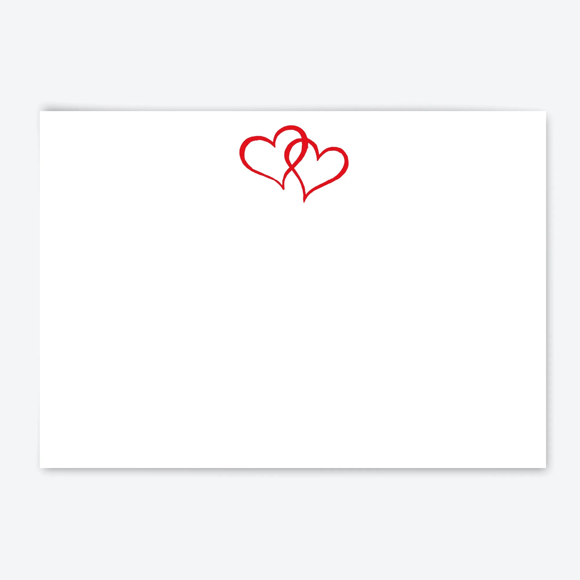 Red Double Love Heart Flat Notecard Set