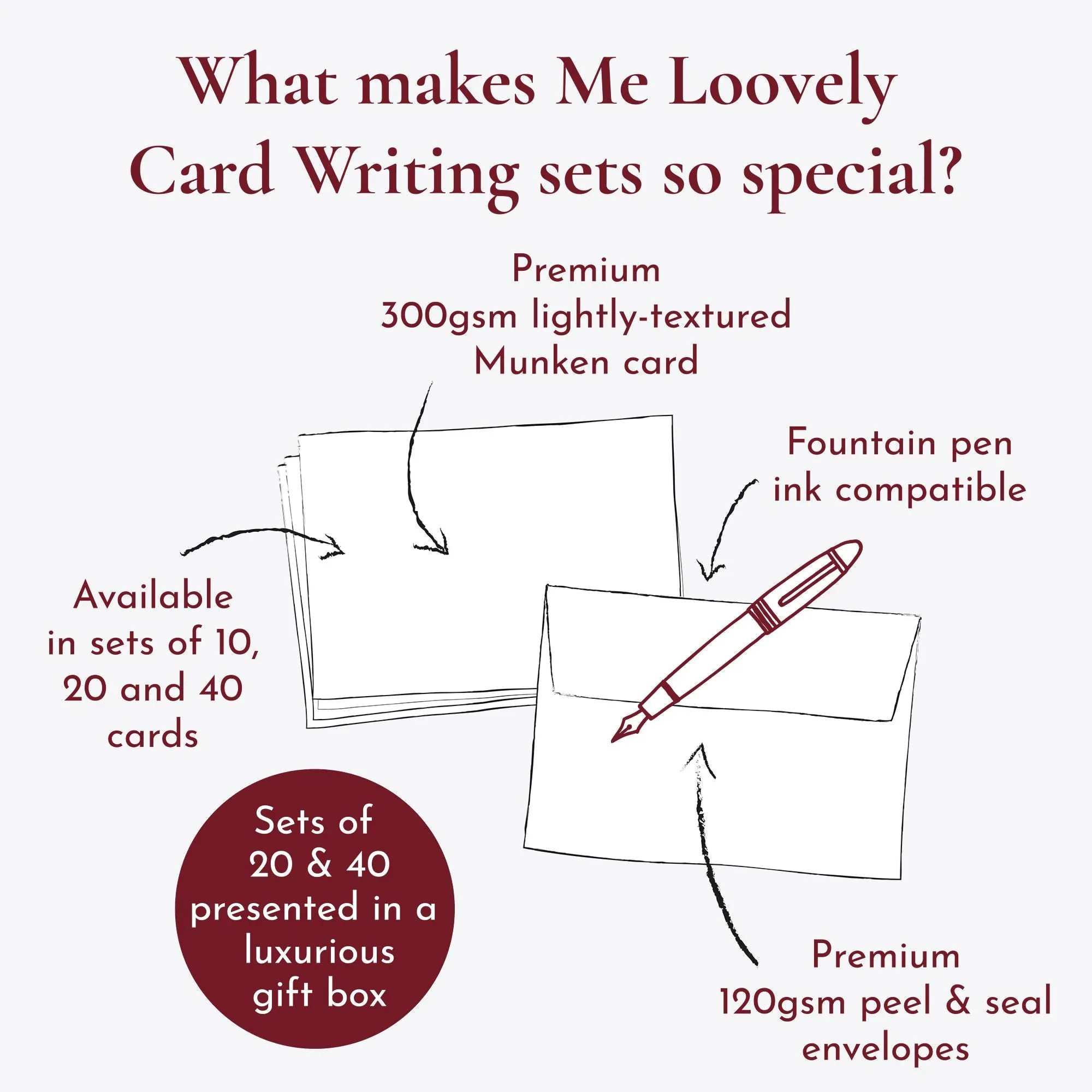 Red Double Love Heart Flat Notecard Set